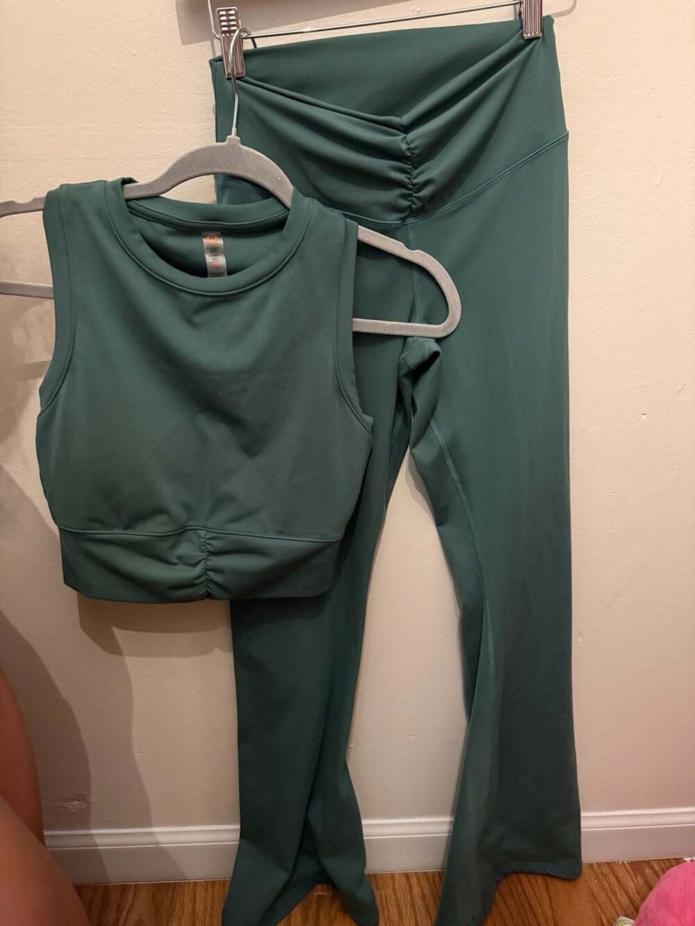 Mono B Ruched Cropped Tank Top and Leggings Athletic Set